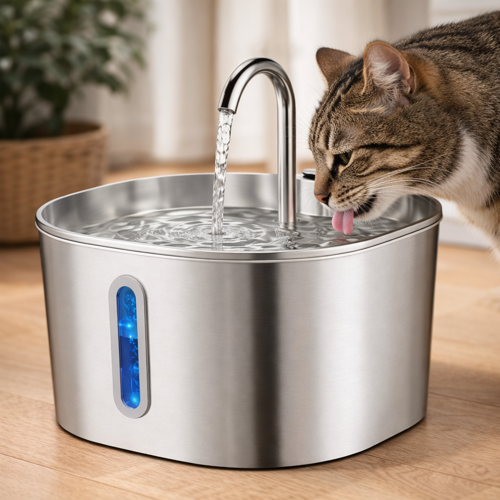 Fontaine à eau pour chat 2,2 L en acier inoxydable