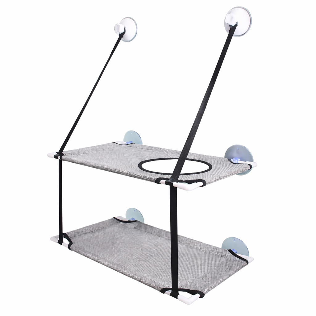 Hamac de fenêtre double étage pour chat avec ventouses 51 × 31 cm