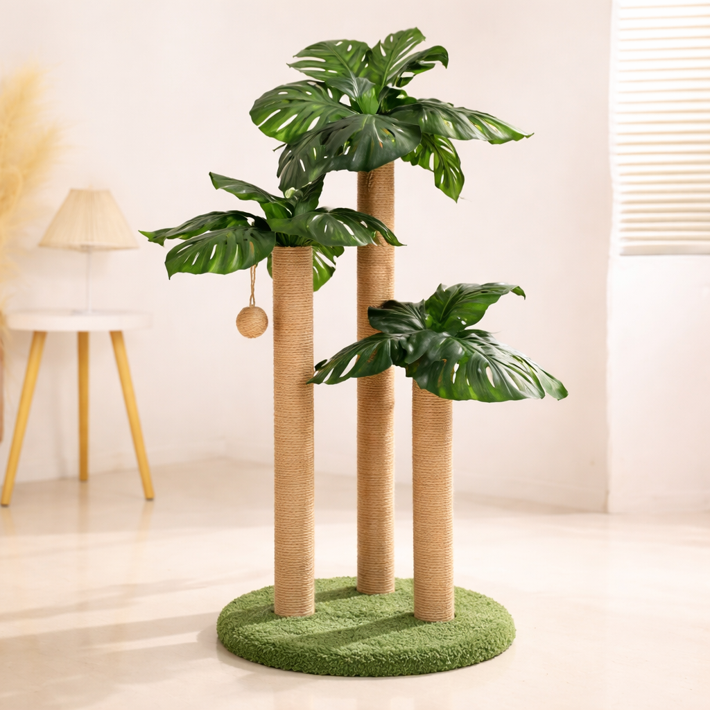 Griffoir pour chat avec poteaux en sisal et base ronde 89 cm