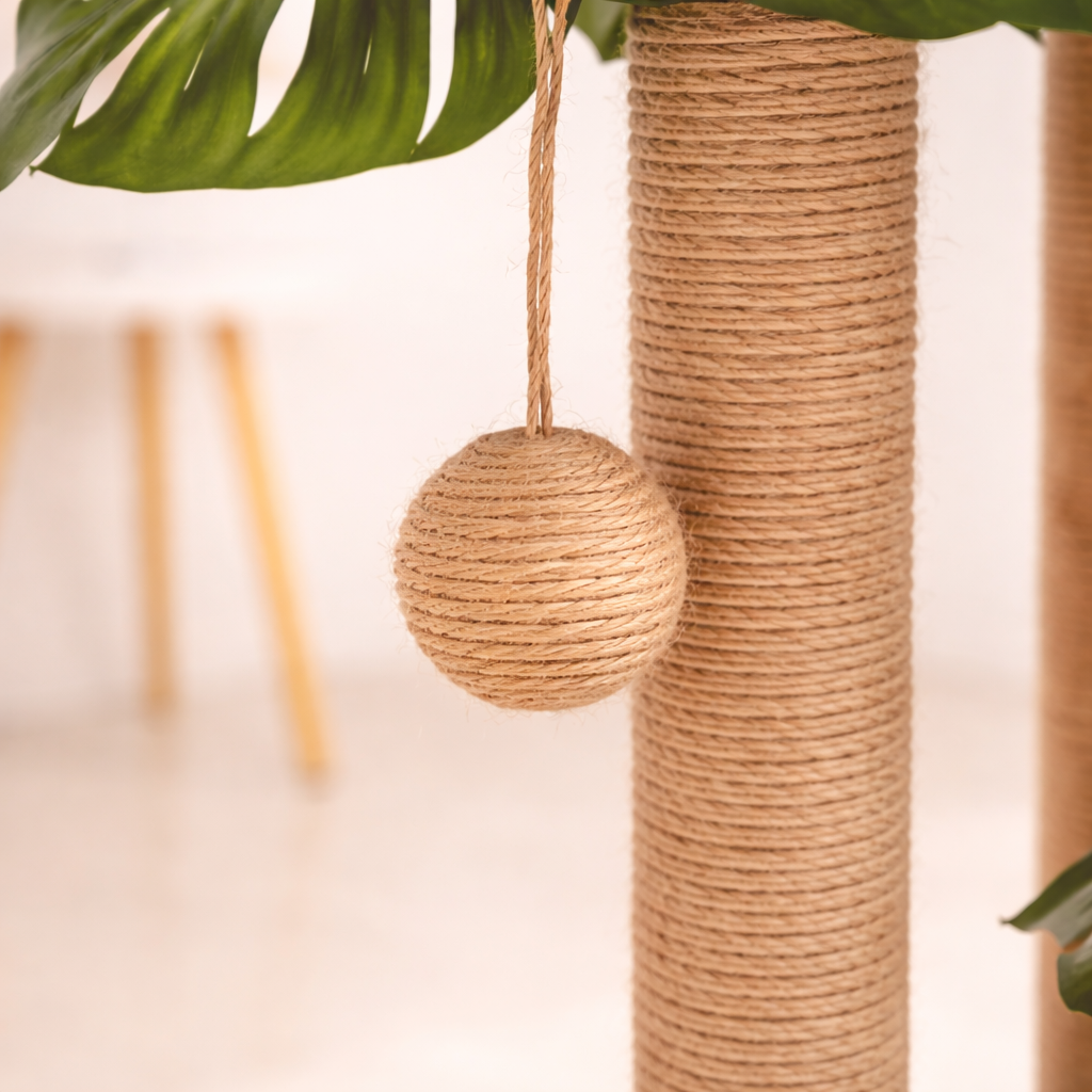 Griffoir pour chat avec poteaux en sisal et base ronde 89 cm