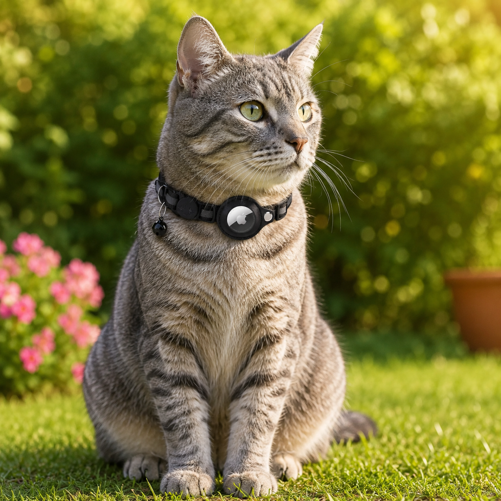 Collier pour chat compatible AirTag – Boucle de sécurité, clochette, réfléchissant
