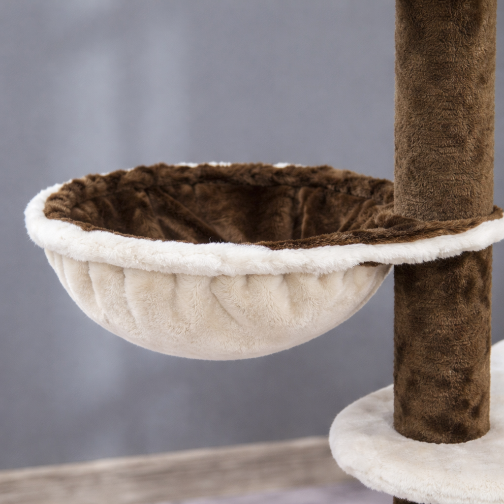 Arbre à chat multi-niveaux avec niche, hamac et panier – 153 cm