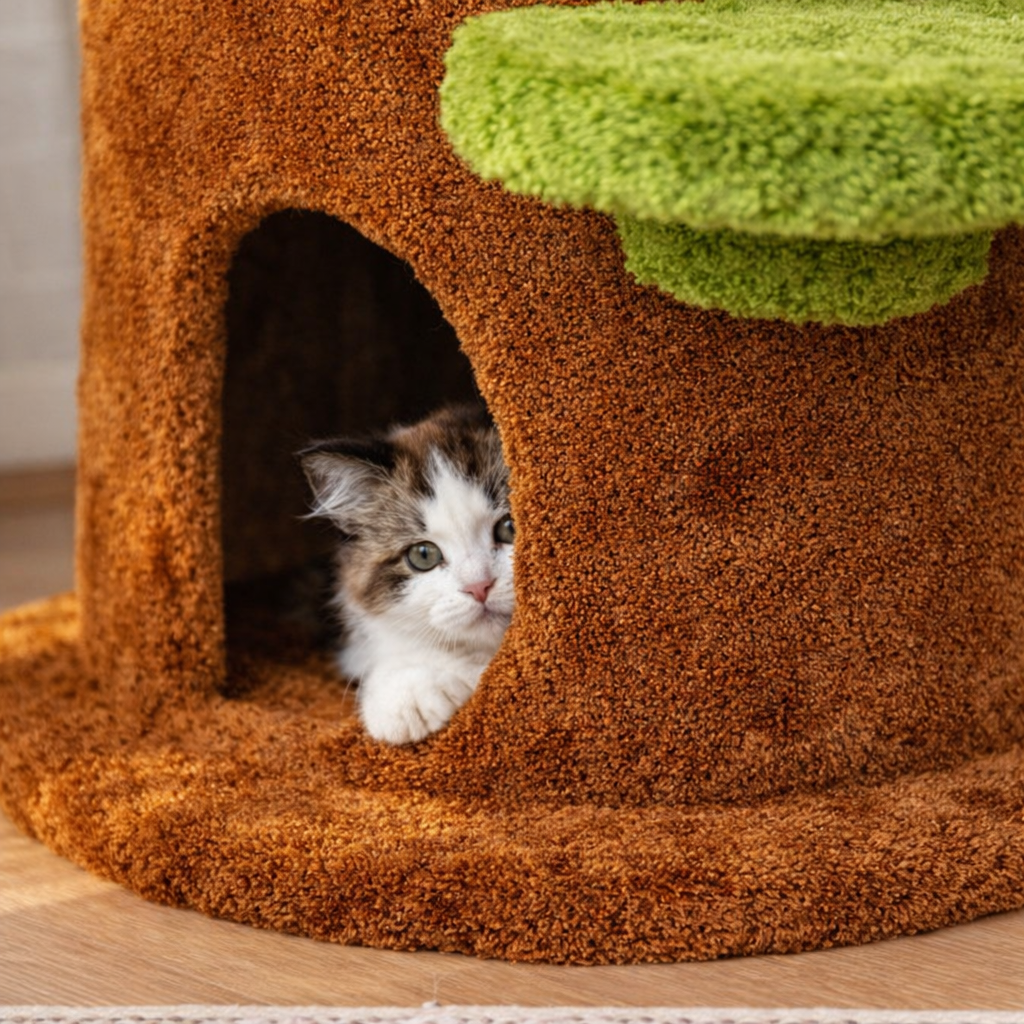Arbre à chat multi-niveaux avec niches et plateformes – 148 cm