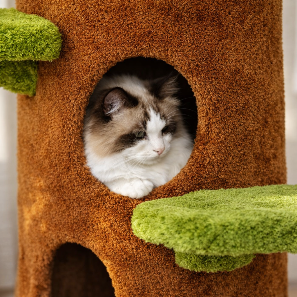 Arbre à chat multi-niveaux avec niches et plateformes – 148 cm