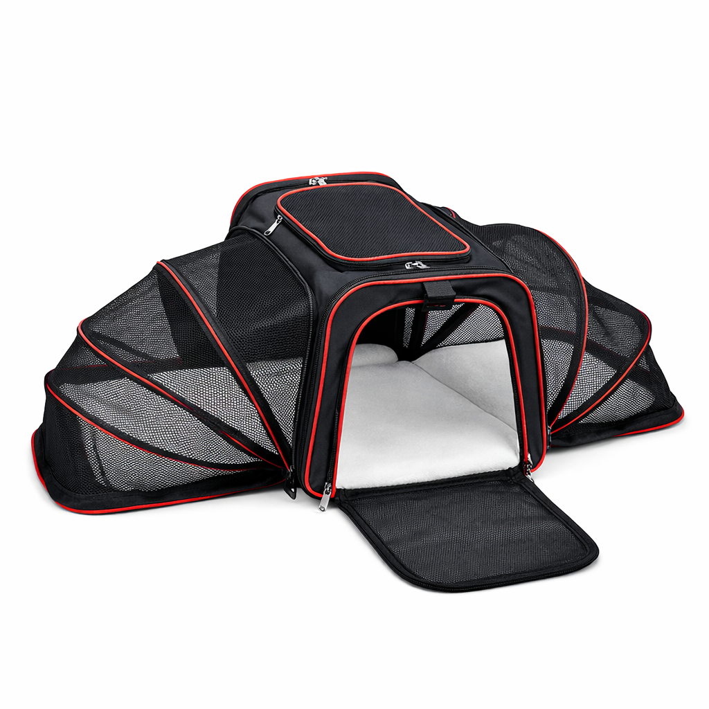 Sac de transport pliable pour chat avec extension en maille