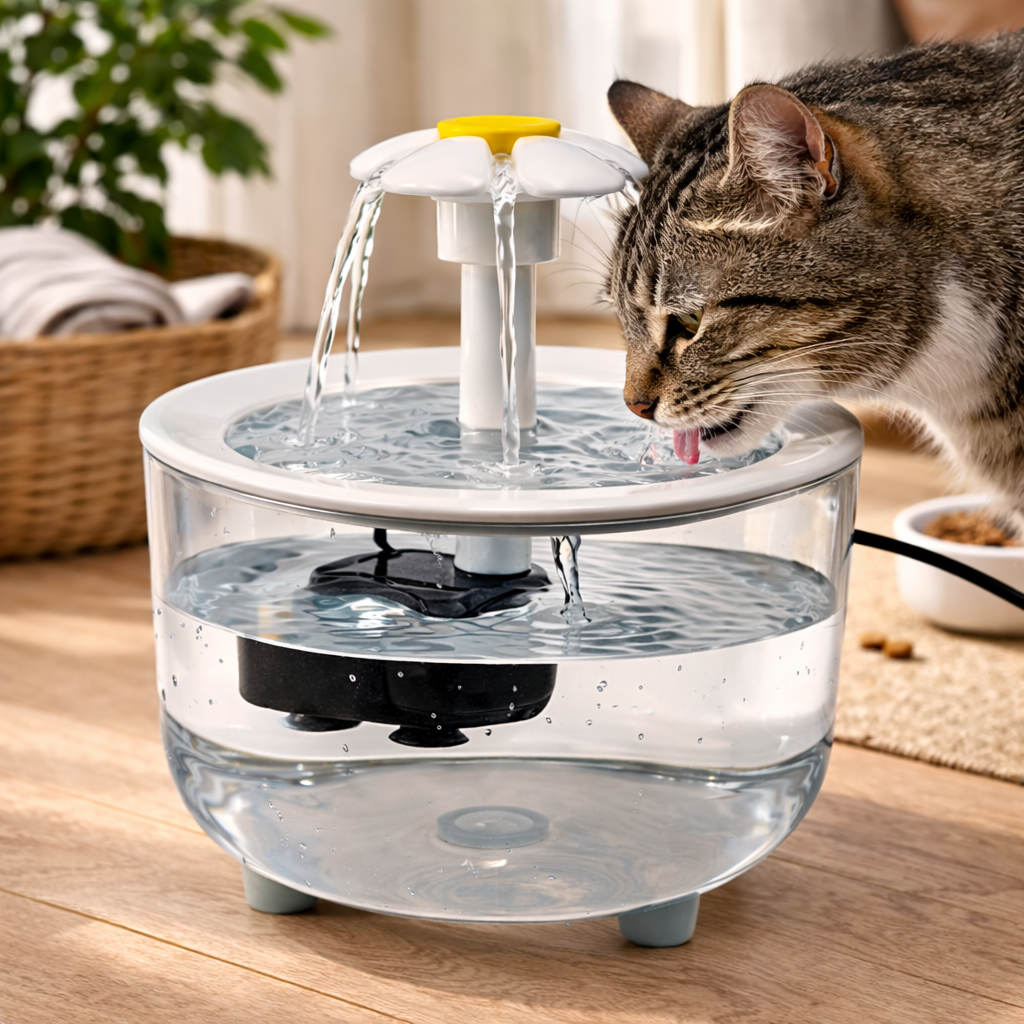 Fontaine à eau pour chat 1 L plastique transparente
