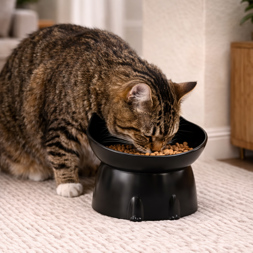 Bol incliné pour chat surélevé en plastique