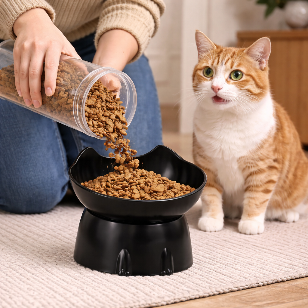 Bol incliné pour chat surélevé en plastique
