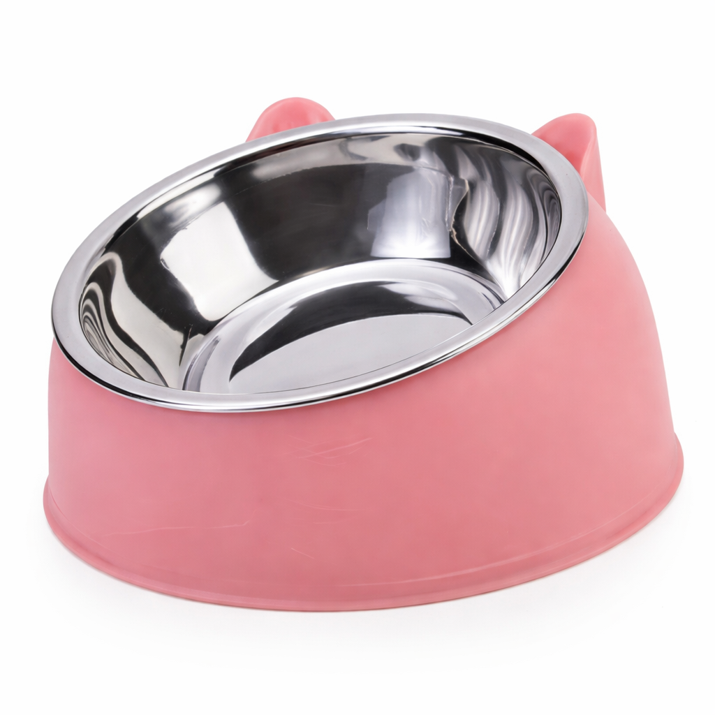 Gamelle inclinée pour chat avec bol inox