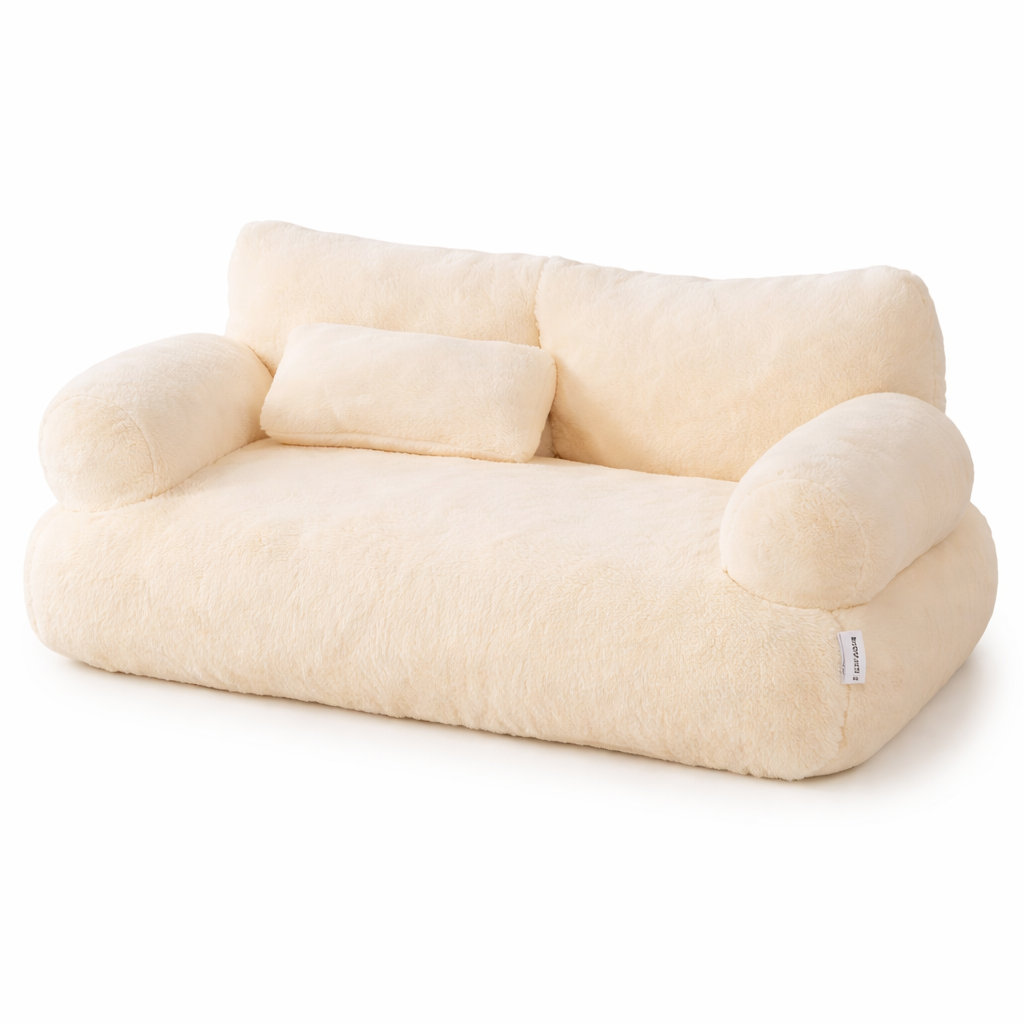 Canapé pour chat en peluche avec coussin et accoudoirs