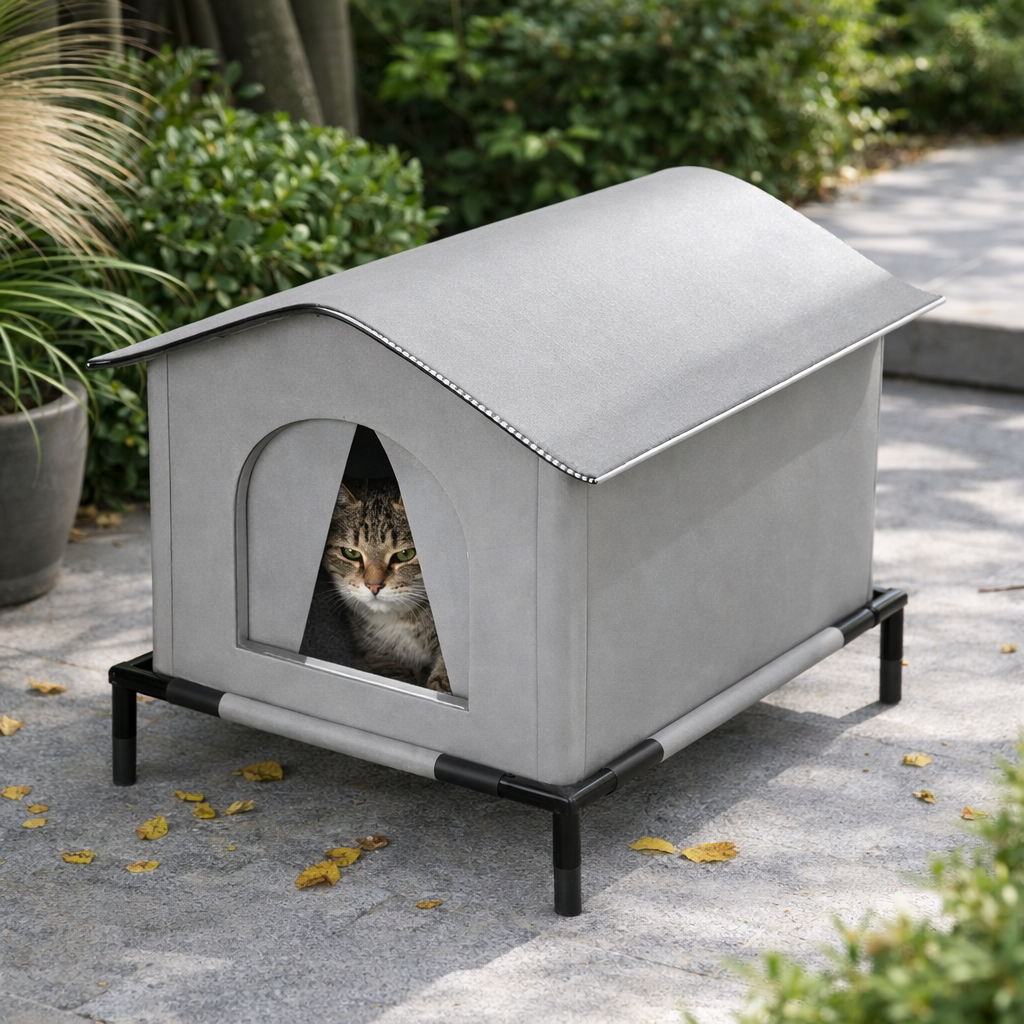 Niche Extérieure Surélevée pour Chat avec Ouverture Frontale