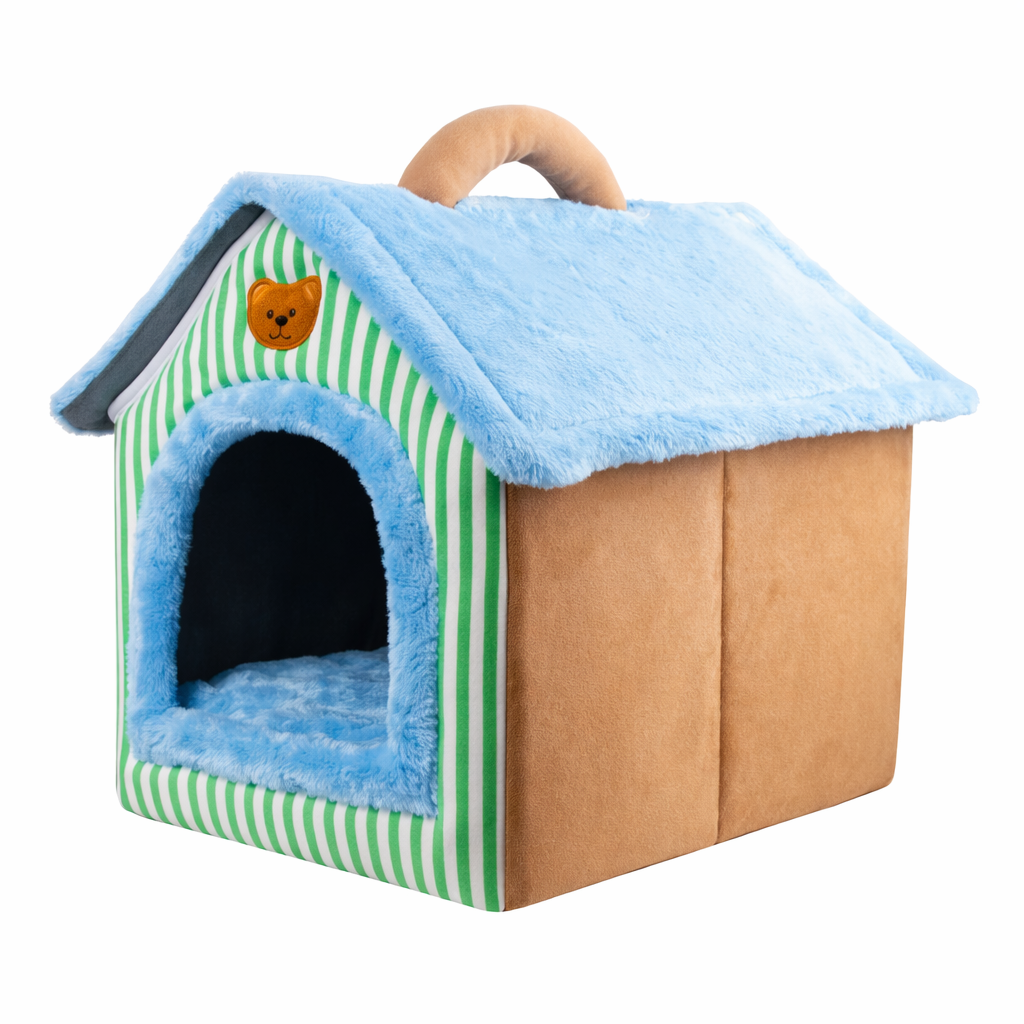 Niche Intérieure pour Chat en Tissu avec Coussin Amovible et Forme de maison