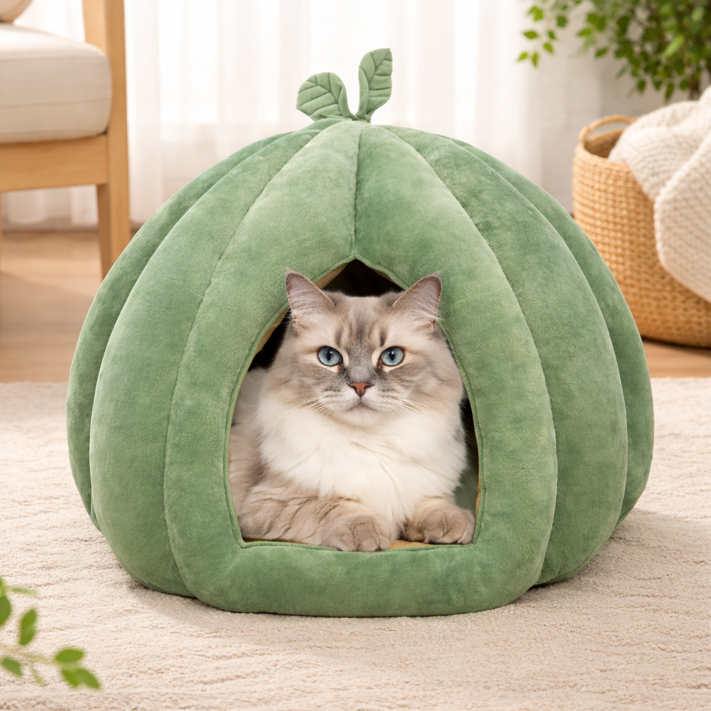 Niche Intérieure pour Chat en Tissu Forme Citrouille
