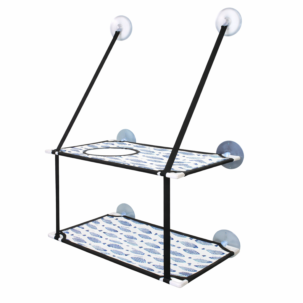 Hamac de fenêtre double étage pour chat avec ventouses 51 × 31 cm