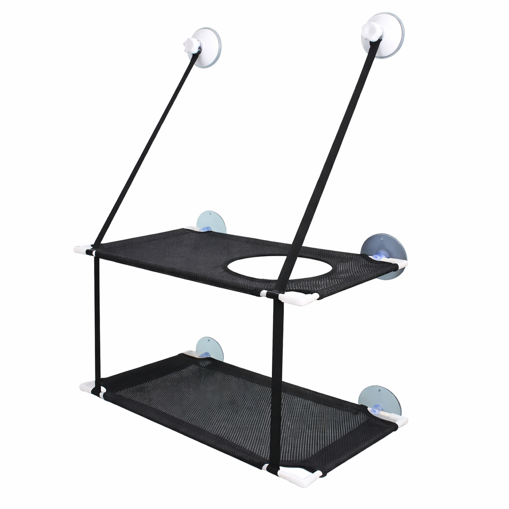 Hamac de fenêtre double étage pour chat avec ventouses 51 × 31 cm