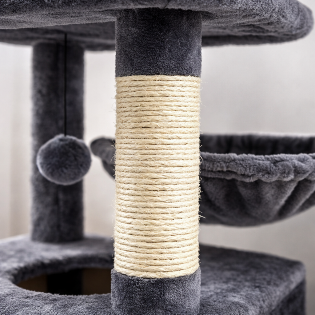 Arbre à chat multi-niveaux 184 cm avec niche, hamac et poteaux en sisal