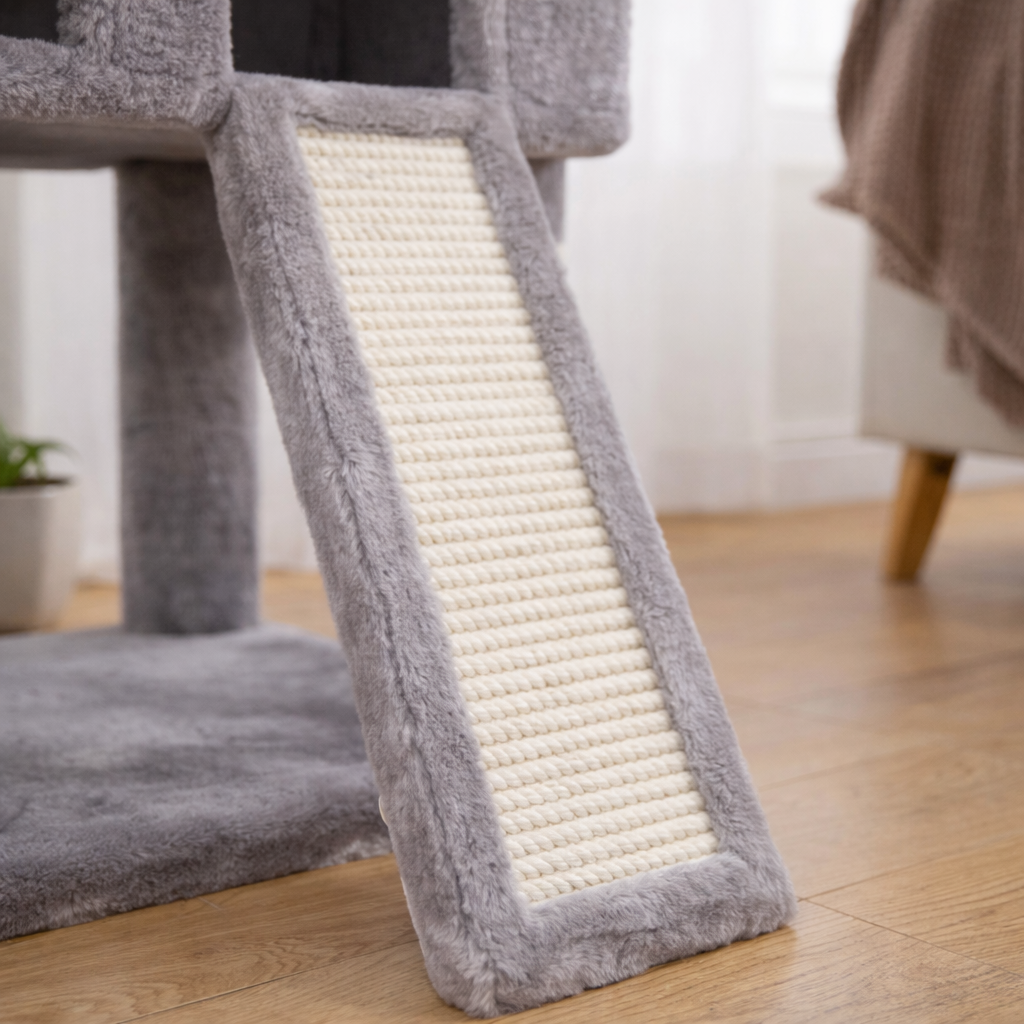 Arbre à chat 162 cm avec niches, hamac, rampe et poteaux en sisal