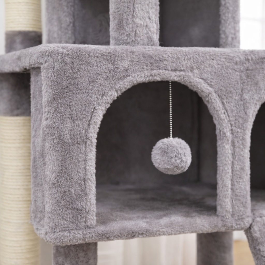 Arbre à chat 162 cm avec niches, hamac, rampe et poteaux en sisal