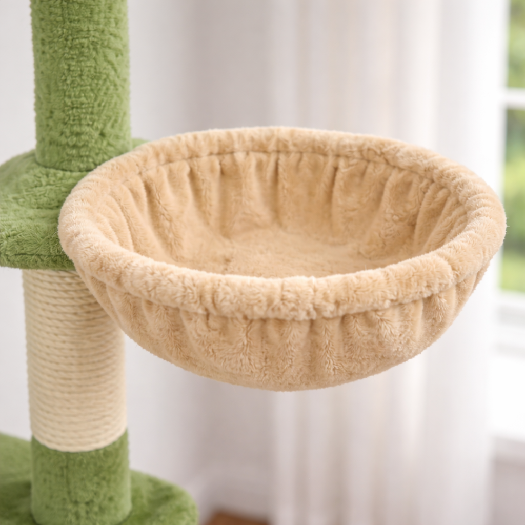 Arbre à chat réglable sol plafond 216–285 cm avec niche, paniers, hamac et poteaux en sisal