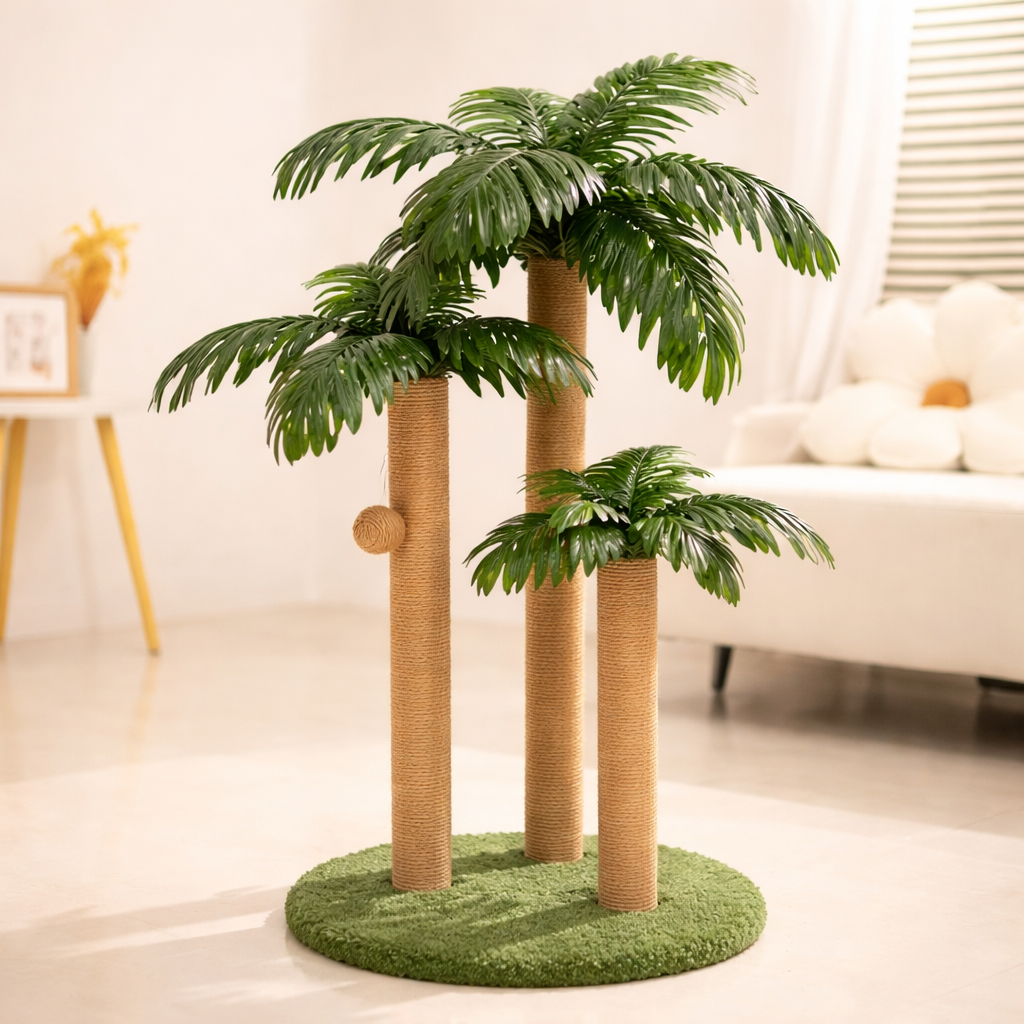 Griffoir pour chat avec poteaux en sisal et base ronde 89 cm