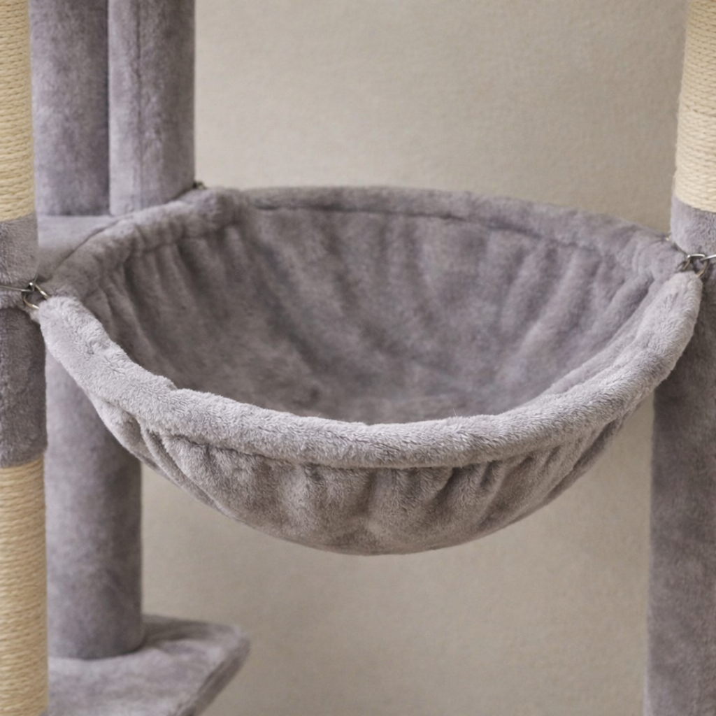 Arbre à chat 186 cm avec niche, hamac, panier et poteaux en sisal