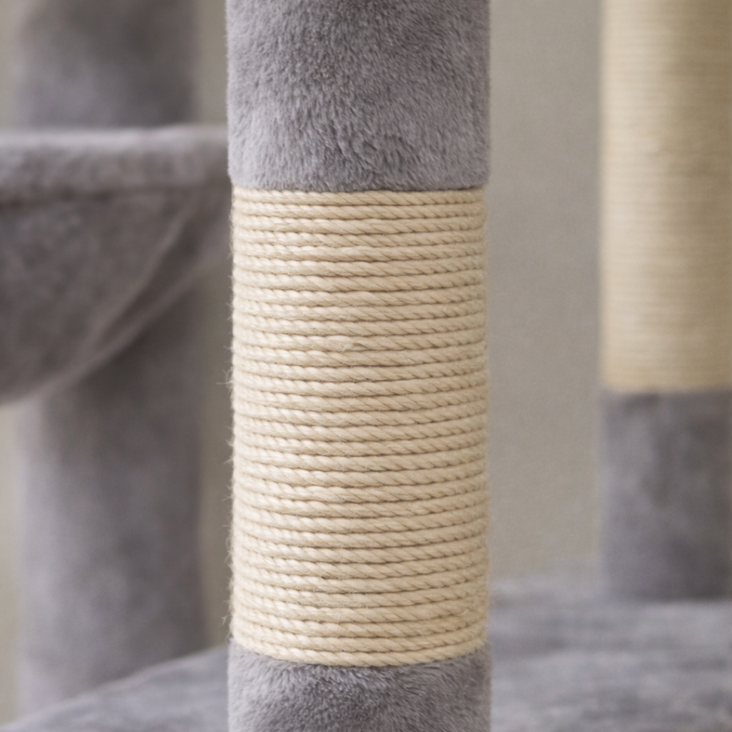 Arbre à chat 73 cm avec niche, hamac, plateforme et poteaux en sisal
