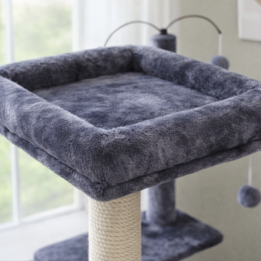 Arbre à chat 135 cm avec niche, plateformes, rampe et poteaux en sisal