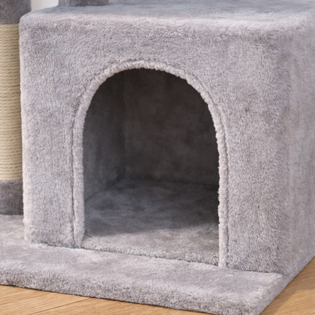 Arbre à chat 73 cm avec niche, hamac, plateforme et poteaux en sisal
