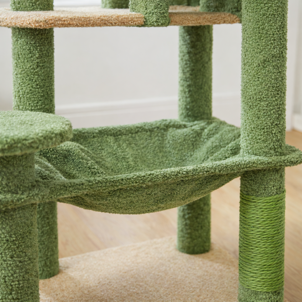 Arbre à chat 113 cm avec niches, hamac, plateformes et poteaux en sisal