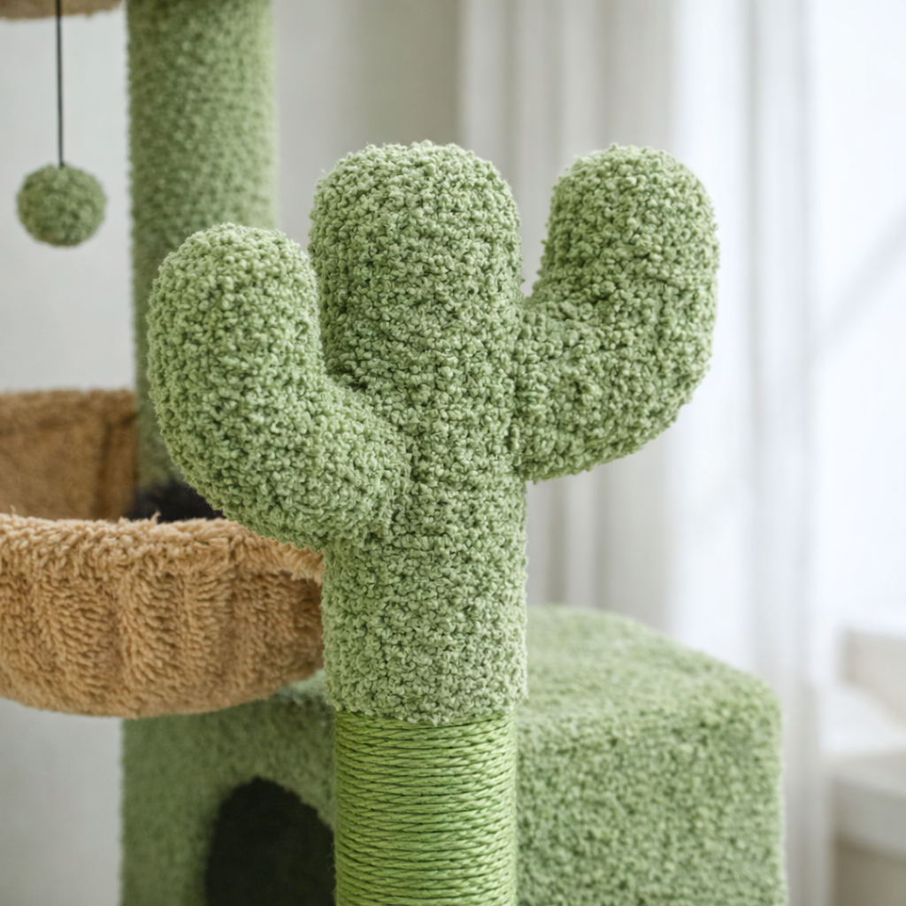 Arbre à chat 84 cm avec niche, hamac et poteaux en sisal