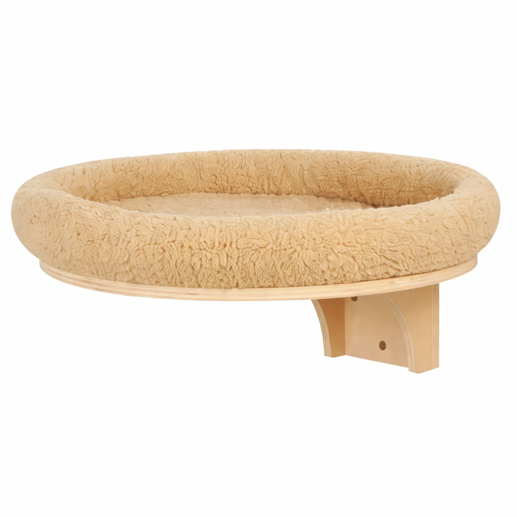 Modules muraux pour parcours de chat avec plateformes, hamacs et éléments en bois