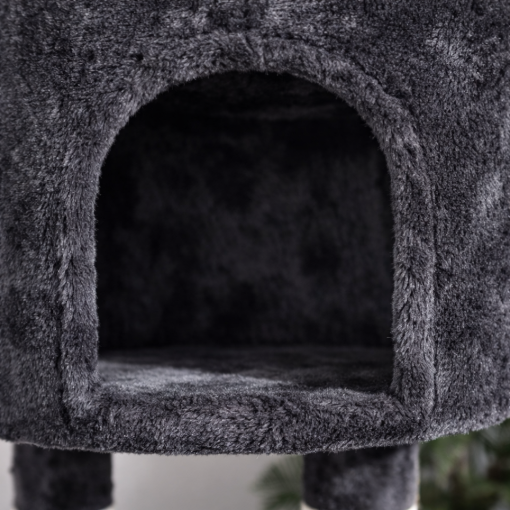 Arbre à chat réglable sol plafond 240–260 cm avec niches, plateformes et hamacs