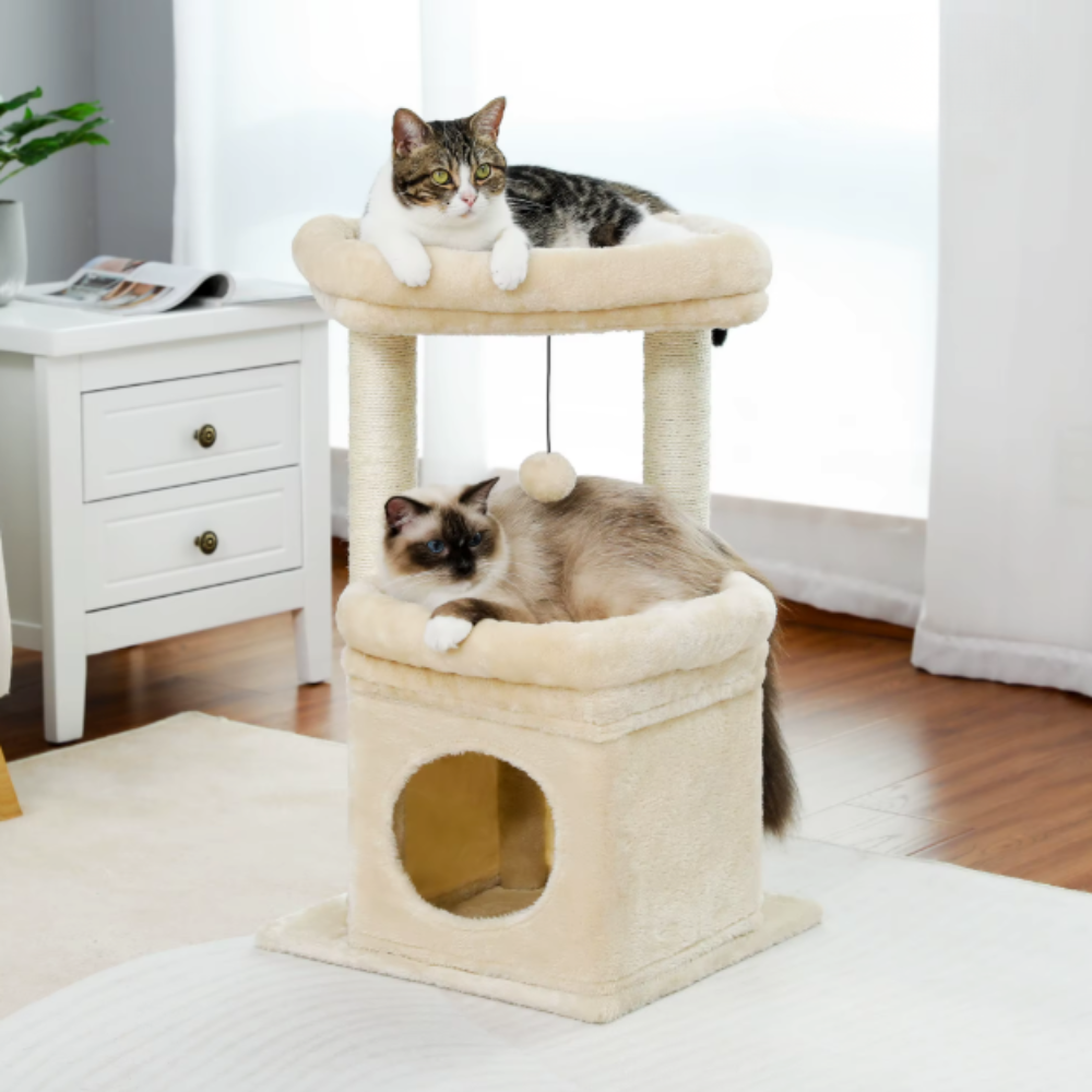 Arbre à chat 84 cm avec niche, hamac, plateforme et poteaux en sisal