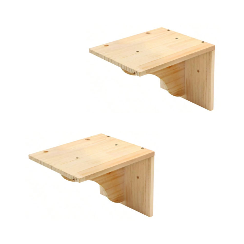Parcours mural pour chat avec niches en bois, plateformes et pont suspendu