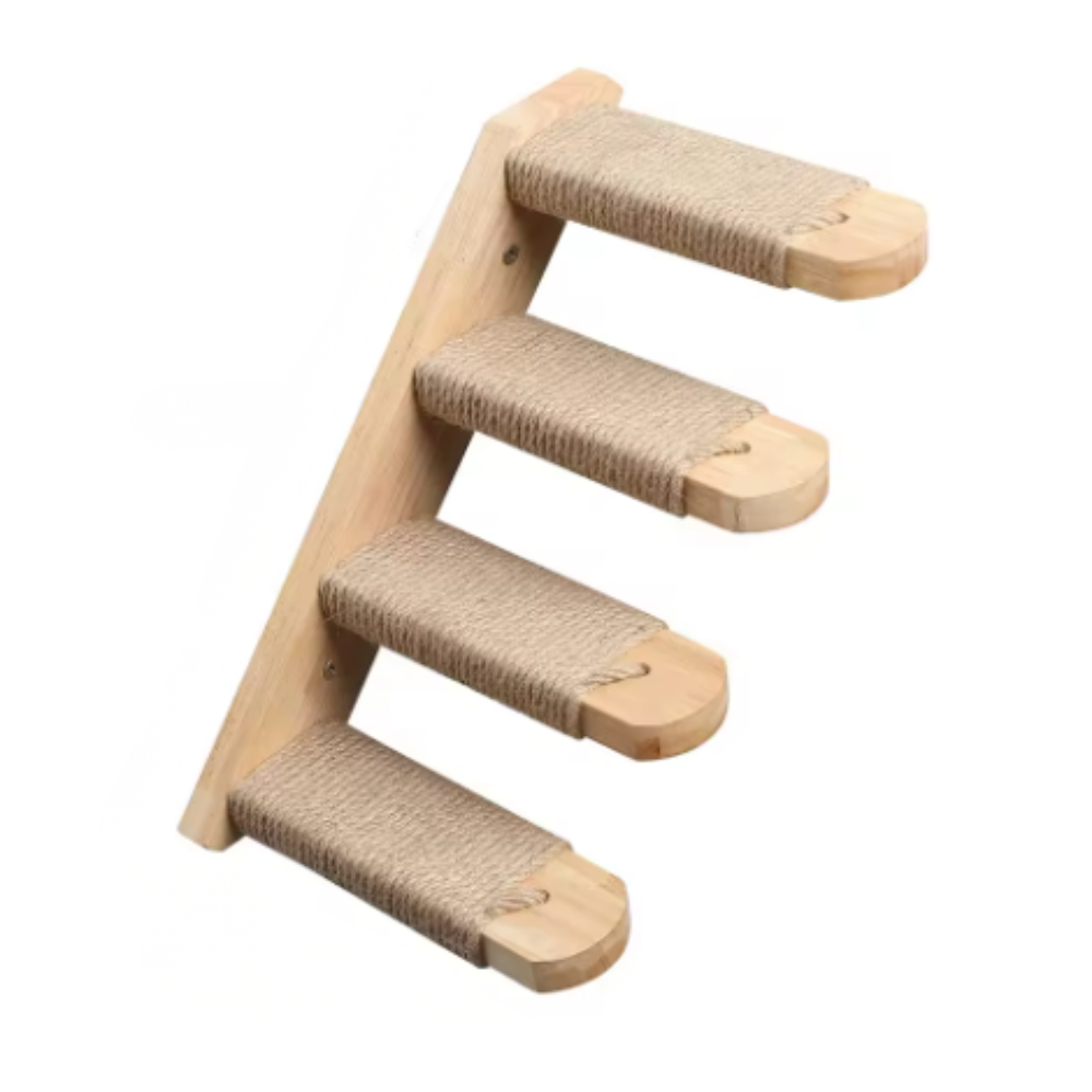 Modules muraux pour parcours de chat avec plateformes, hamacs et éléments en bois