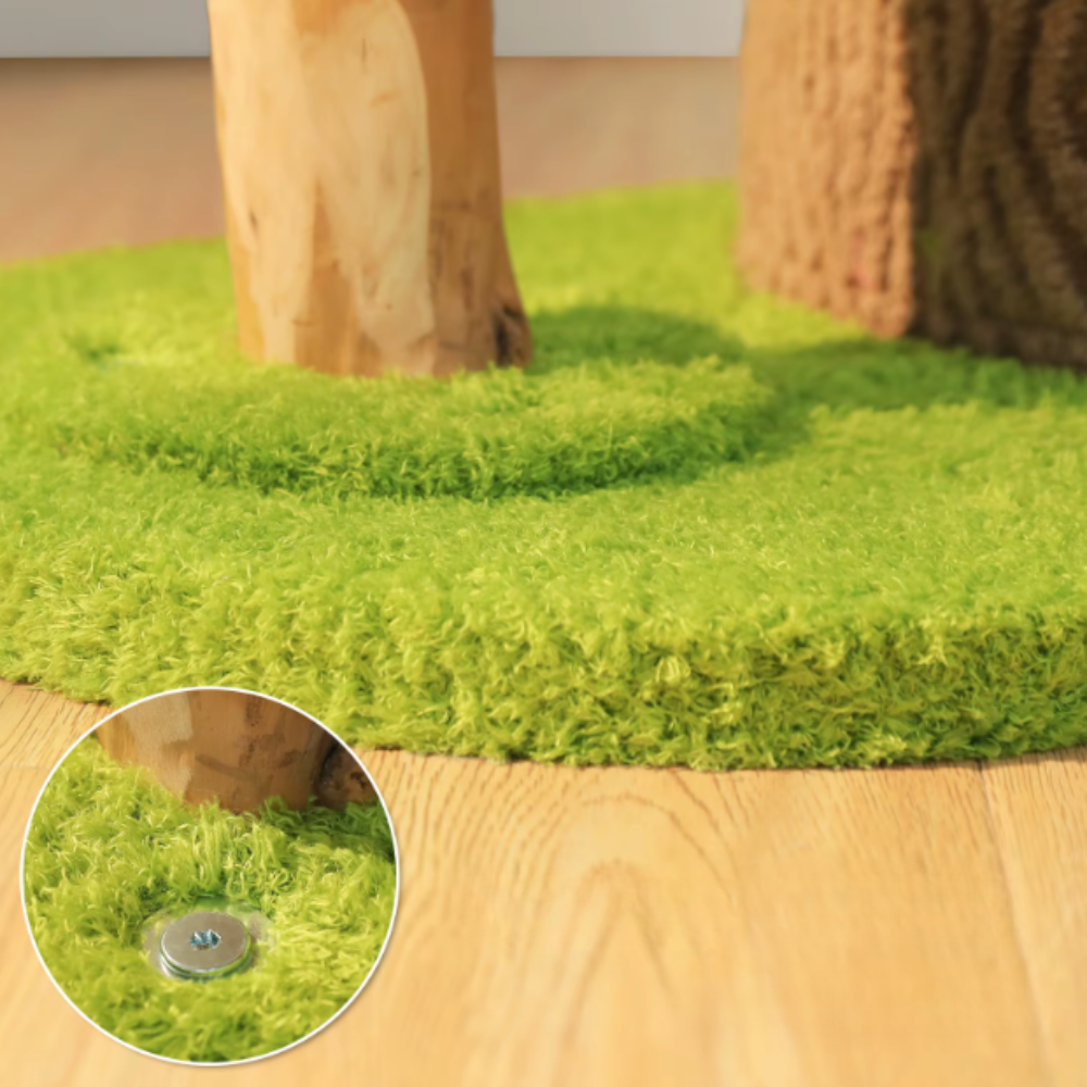 Arbre à chat multi-niveaux style tronc avec niches et plateformes