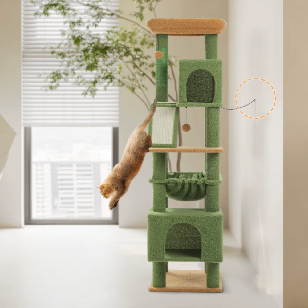 Arbre à chat multi-niveaux 180 cm avec niches, hamac et plateformes