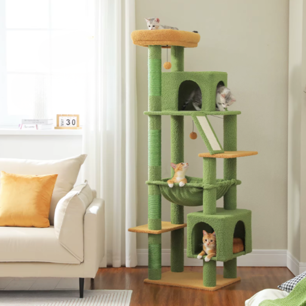 Arbre à chat multi-niveaux 180 cm avec niches, hamac et plateformes