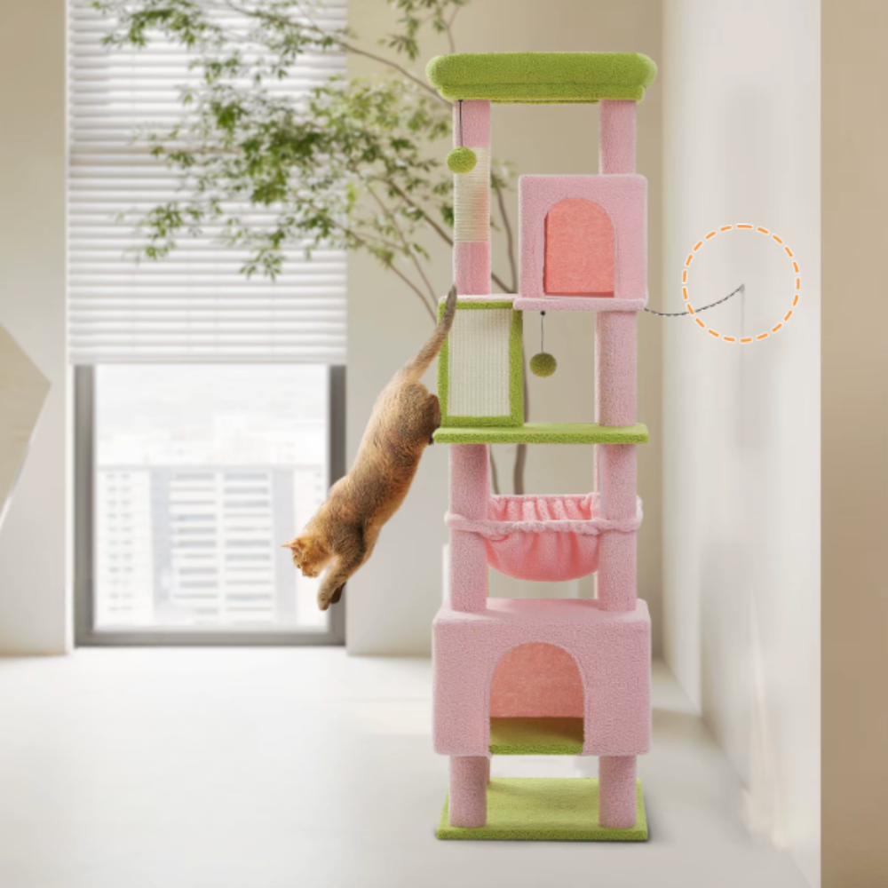 Arbre à chat multi-niveaux 180 cm avec niches, hamac et plateformes