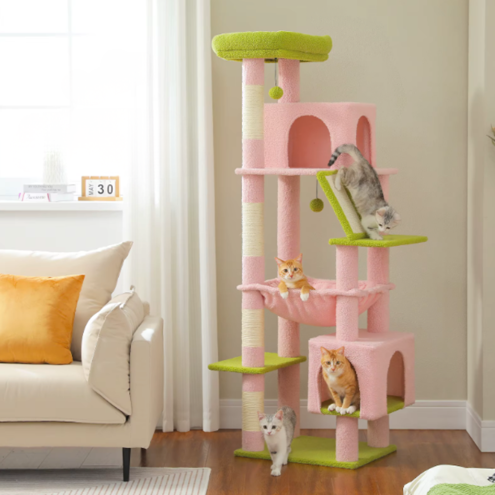 Arbre à chat multi-niveaux 180 cm avec niches, hamac et plateformes