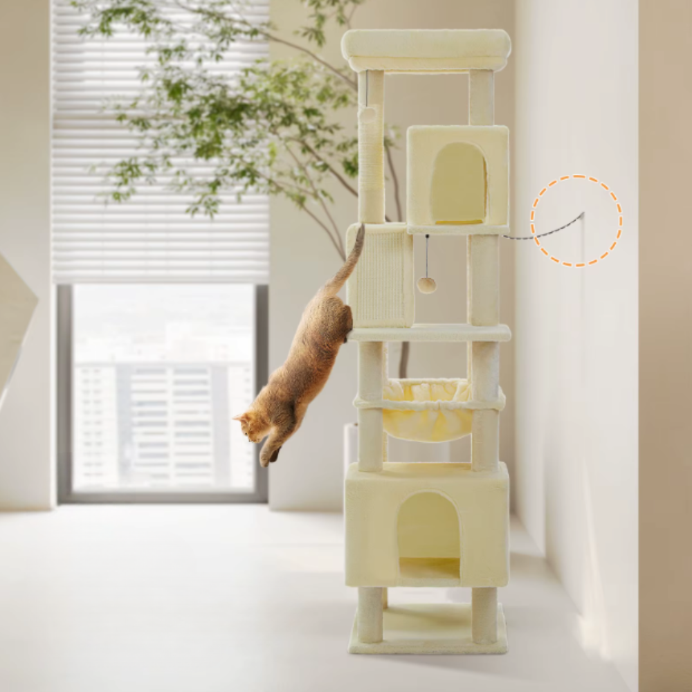 Arbre à chat multi-niveaux 180 cm avec niches, hamac et plateformes