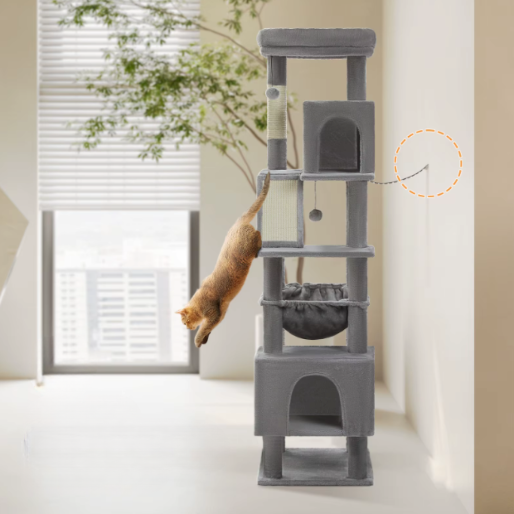 Arbre à chat multi-niveaux 180 cm avec niches, hamac et plateformes