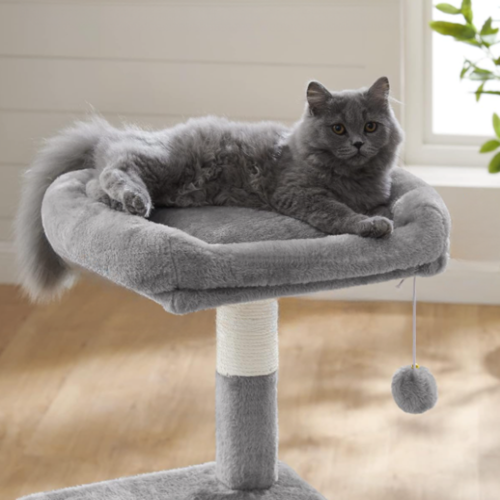 Arbre à chat multi-niveaux avec niche, hamac et plateformes – 110 cm