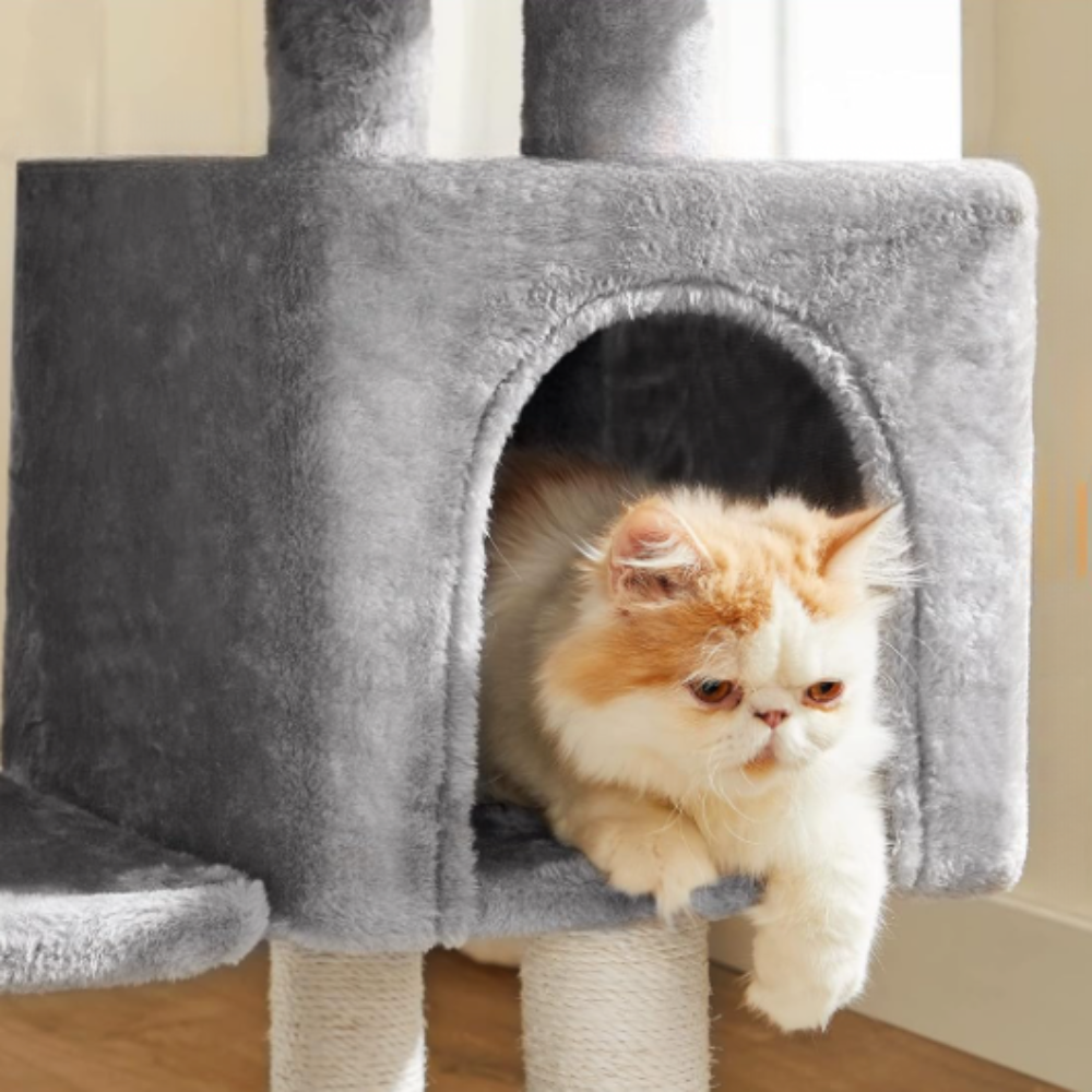 Arbre à chat multi-niveaux avec niche, hamac et plateformes – 110 cm