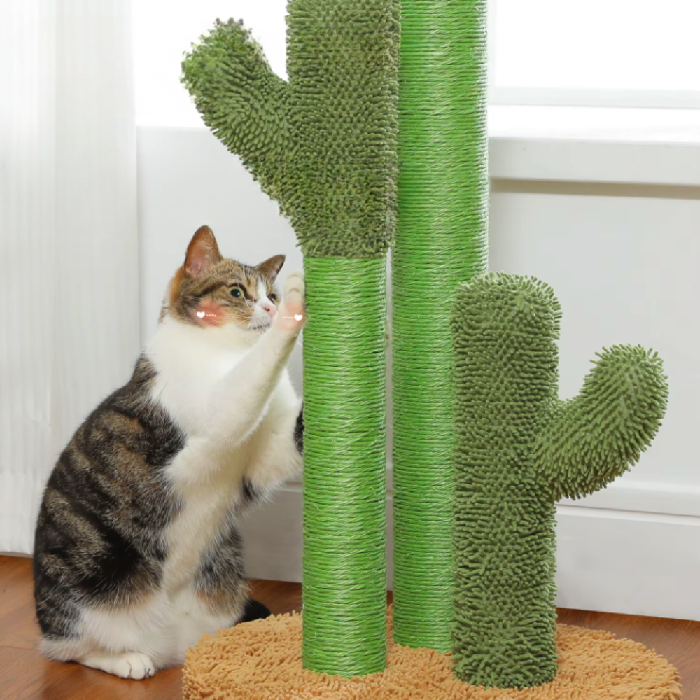 Arbre à chat cactus avec hamac, niche et poteaux sisal – 102 cm