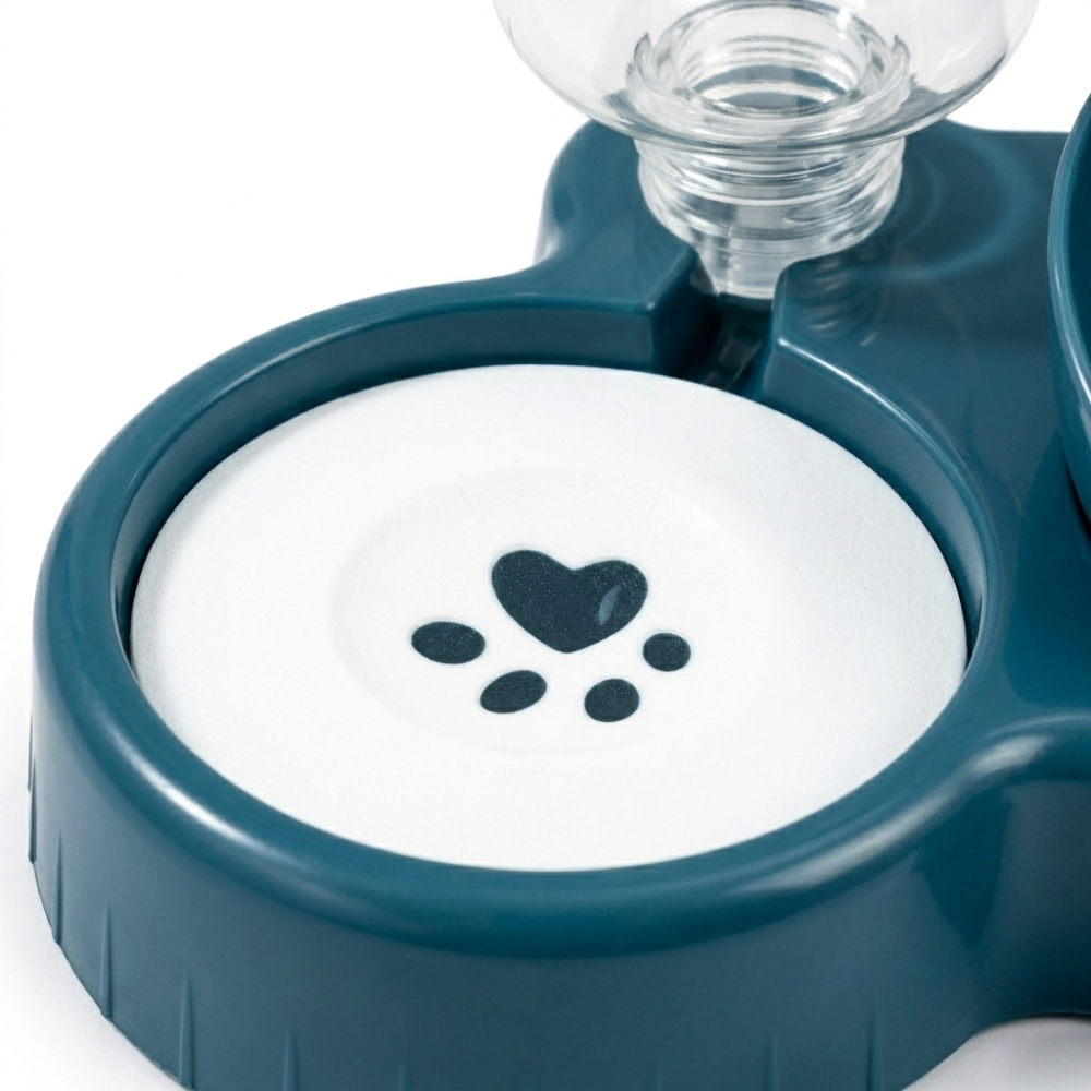 Distributeur de croquettes pour chat avec réservoir d’eau et double bol