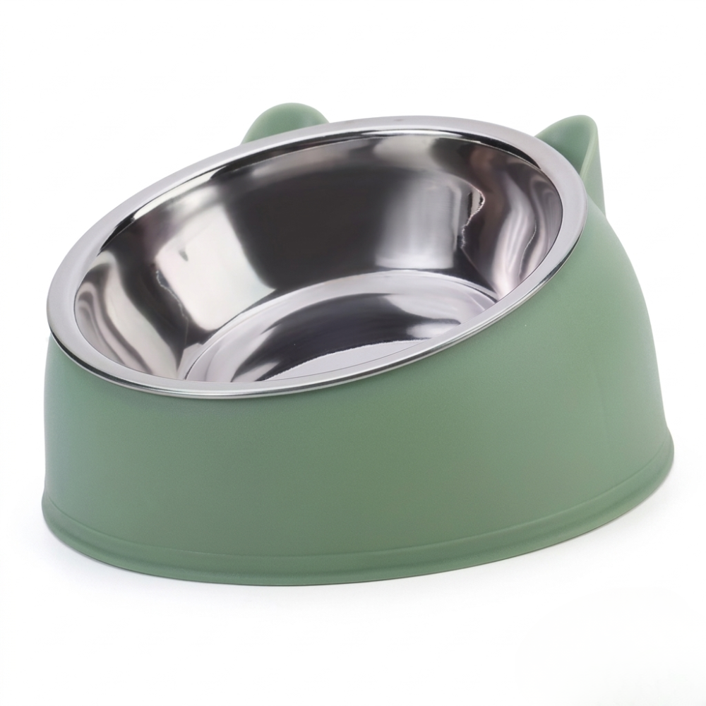 Gamelle inclinée pour chat avec bol inox