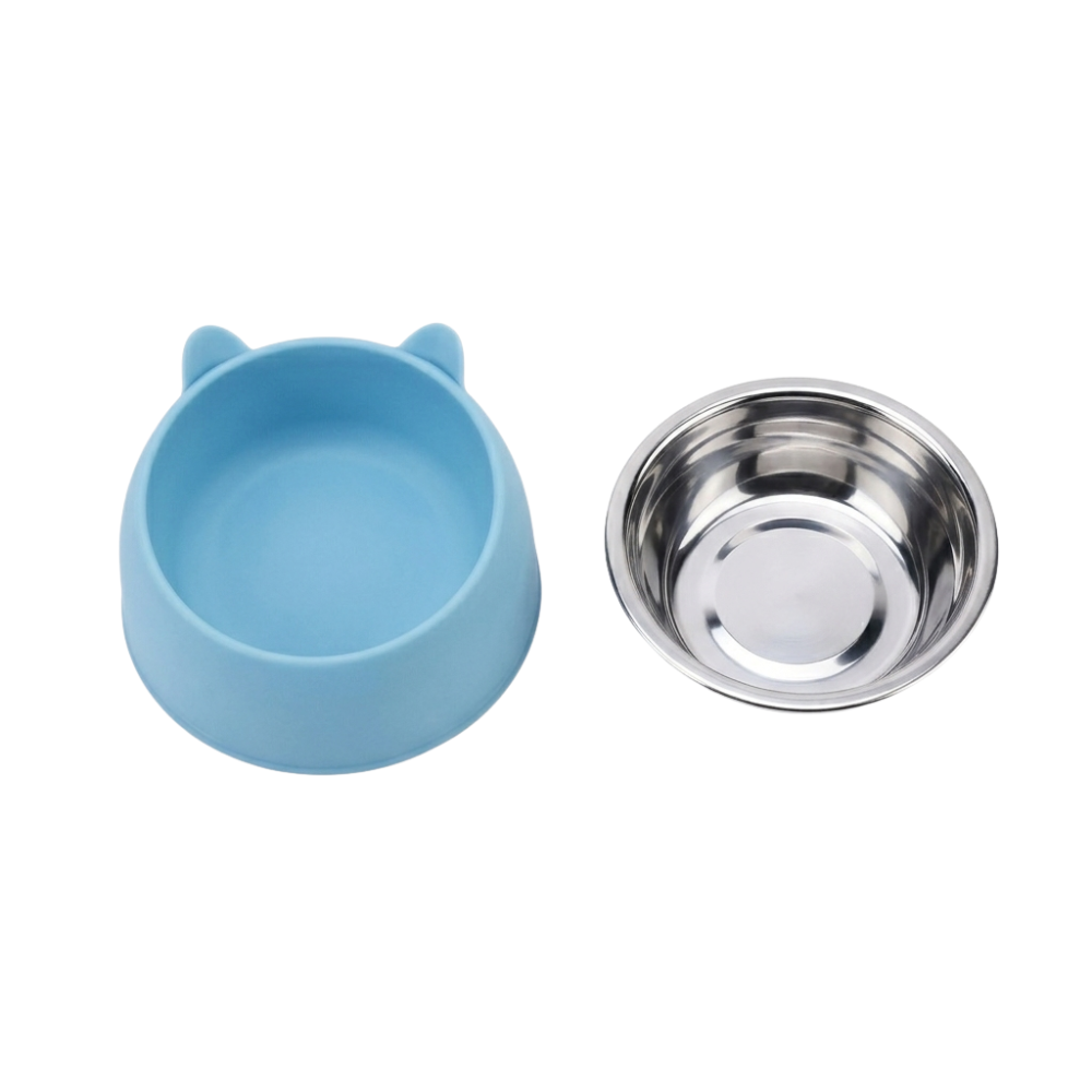 Gamelle inclinée pour chat avec bol inox
