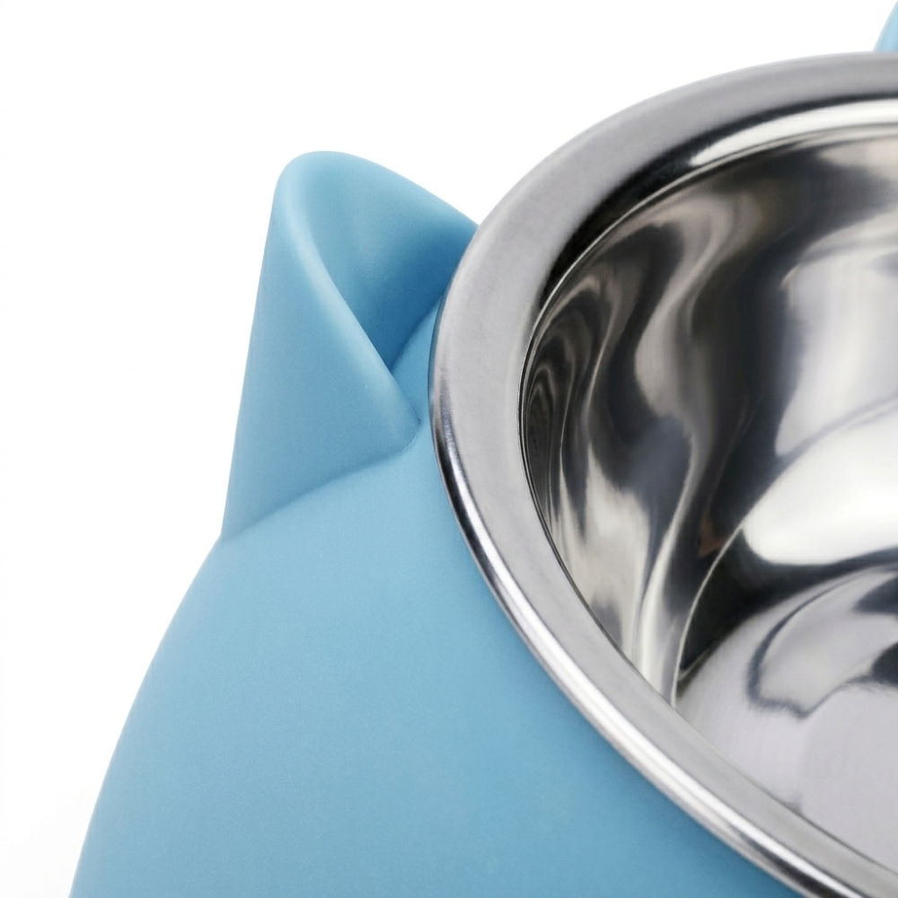 Gamelle inclinée pour chat avec bol inox