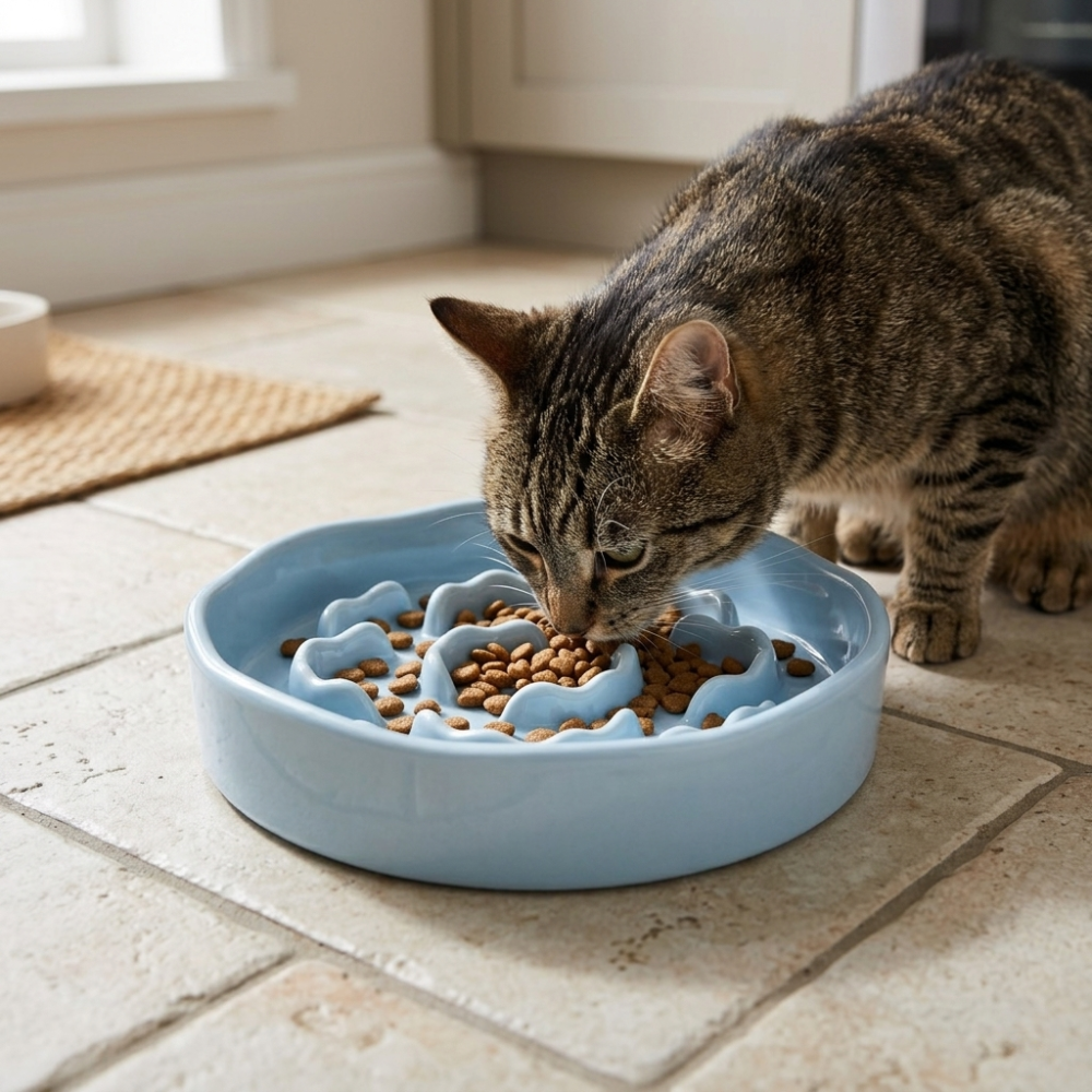 Gamelle pour chat en céramique avec reliefs internes 14,8 cm